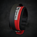 Sport handle training collar in red and black with padded mesh lining