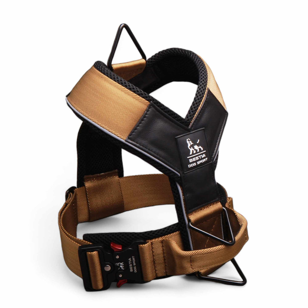 GripPro heavy-duty padded dog harness in khaki