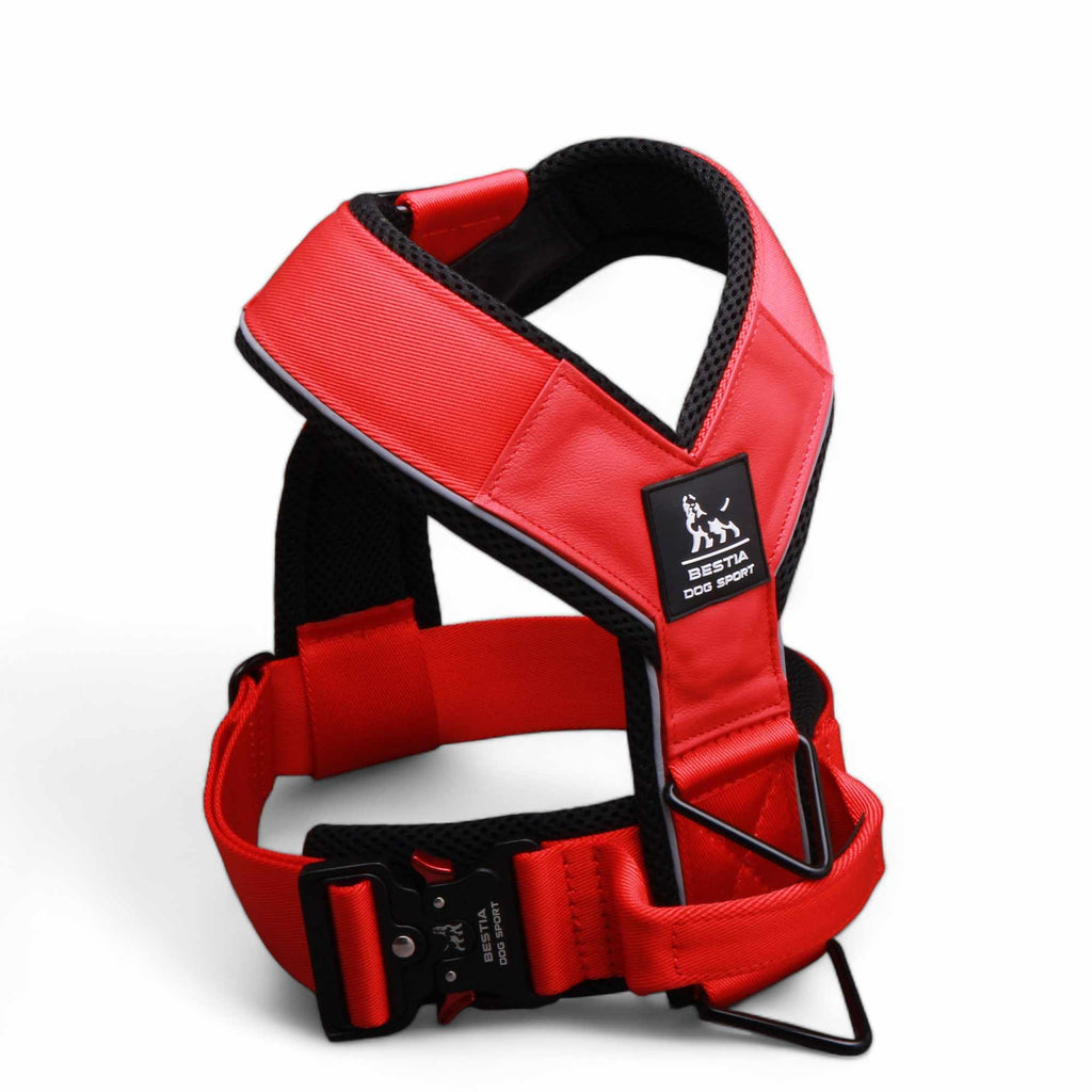 GripPro heavy-duty padded dog harness in red