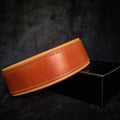 Style plain brown padded leather dog collar