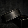 Style plain black padded leather dog collar